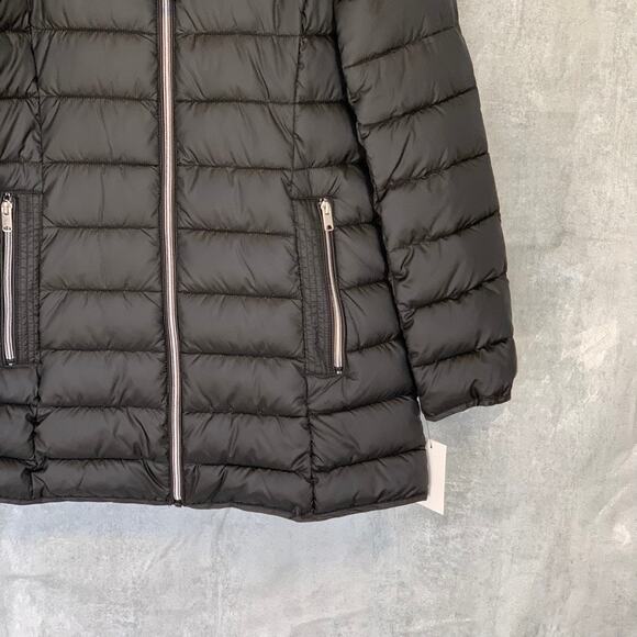 MARC NEW YORK Black Eleanor Mock Neck Full-Zip Faux-Fur Hooded Quilted Jacket - Picture 6 of 13